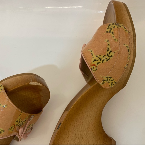 Y2K Stuart Weitzman Tan Mules with matching Dalmatian bag - Picture 6 of 10